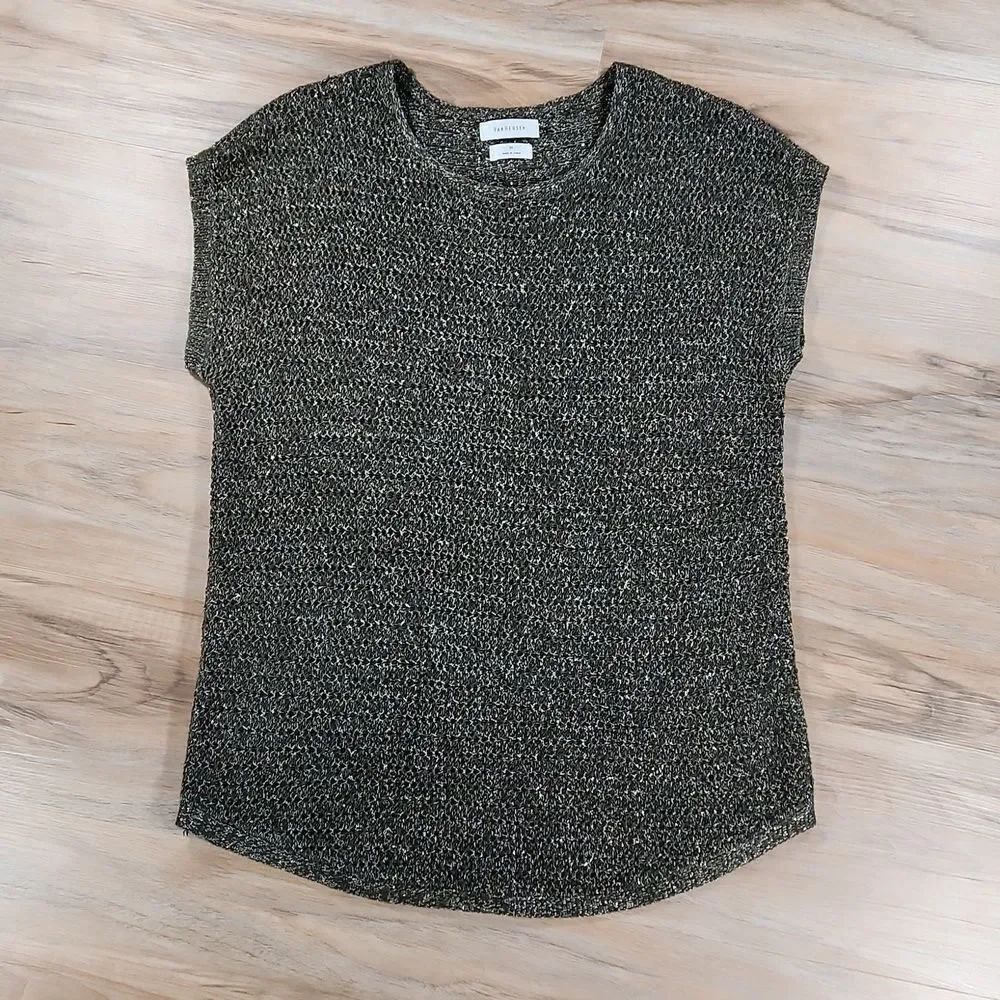 🐞Van Heusen Green & Gold Metallic Lightweight Loose Knit Sweater Medium